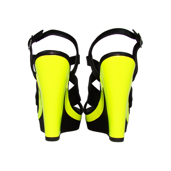 Rock & Republic Neon Platform Wedge Strappy Heels - Picture 6 of 8